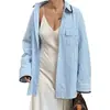 Chaqueta Camisa Casual Relajada Nueva Estilo Otoño/Invierno 2026 TEMU Europea y Americana con Ribete de Contraste Rayado Corte Holgado Camisa para Mujer