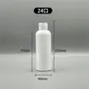 Garrafa plástica de 100ml com tampa, selada, boca estreita, branca, garrafa PET esguia, garrafa de líquido vazia, garrafa dispensadora de álcool