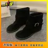 Botas de Cano Curto da Moda Sandálias Hot Girl Femininas Verão 2025 Novas Sandálias de Tira com Fivela Retro Sandálias de Dedo Calçados Femininos