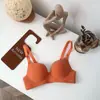 Sutiã Simples com Estampa de Letras para Estudante, Sutiã Peça Única Estilo Britânico para Meninas com Seios Pequenos, Sutiã Push-Up Sem Aro