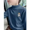 Y2327# Camiseta de Manga Larga para Niños Niños Chaqueta Primavera y Otoño Camiseta Base De Terciopelo Cuello Semi-alto Ropa de Otoño para Niños Camiseta Cálida