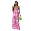 K10460 Moda Mujer Estación Independiente 2023 Verano Nuevo Sexy Espalda Descubierta Estampado Mono de Pierna Ancha Mujer