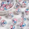Nuevas Cuentas de Resina Galvánizada con Forma de Corazón de Caramelo Arcoíris Luna Fría de Ding Yi con Agujero Pasante para Accesorios de Pulsera DIY y Materiales para Cadena de Teléfono