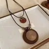 Colar Longo de Pena de Bronze Estilo Zen Chinês Retrô Siamês Estilo Étnico Suéter Duplo com Acessórios Longos