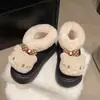 Zapatos de Algodón Planos Antideslizantes de Moda y Versátiles para Mujer 2025 Otoño e Invierno Nuevos Zapatos de Algodón con Forro de Felpa de Dibujos Animados Lindo Gatito para Mujer