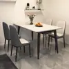 Mesa de jantar, uso doméstico, tampo de rocha, luxo leve, estilo minimalista moderno, adequada para apartamentos pequenos, mesa de sala de estar, conjunto retangular de mesa e cadeiras de jantar