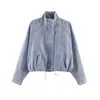 Roupas Femininas Europeias e Americanas Transfronteiriças AliExpress Venda Quente Jaqueta Bomber Jeans Gola Alta Roupa Exterior