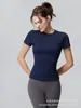 Camiseta Esportiva Feminina de Verão Alta Elasticidade Secagem Rápida Respirável para Pilates Treinamento Yoga Fitness Top