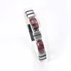 Pulsera de Cuero con Piedra Ojo de Tigre Rojo Pulsera de Cuero Trenzado Multicapa para Hombre Acero Inoxidable Popular en Europa y América