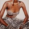 Cadena de pecho con borlas multicapa sexy de moda europea y americana, cadena de cuerpo con sujetador de diamantes de imitación para festivales de música de discoteca