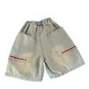 Terno de Verão para Meninos 2025 Novo Estilo Shorts Jeans Infantil Verão Fino Calça Cinco Pontos Infantil Grande