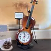 Reloj despertador de simulación de violín al por mayor directo de fábrica, reloj de escritorio creativo con forma de instrumento musical, decoración de sala de estar, reloj de mesa