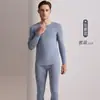 Novedad Otoño e Invierno Ropa Interior Térmica de Cachemira y Seda para Hombre Set de Ropa de Otoño Ligera Cálida Cepillada y Pantalones Largos Capa Base para Hombre