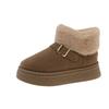 Botas de Neve Quentes com Forro de Fleece da Moda para Mulheres 2025 Outono e Inverno Novas Mocassins Quentes Espessados Botas Curtas Casuais Foto Real