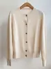 BORBOTIE Ropa de Punto para Mujer 2026 Otoño/Invierno Nueva Moda LP Cardigan de Cachemir de Manga Larga de un Solo Botón con Cuello Redondo