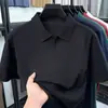 Estilo Verão 2026 Novo Masculino de Alta Qualidade Manga Curta Meia-Idade Tendência Gola Lapela Zíper Camisa Polo T-Shirt Gelo Seda Manga Meia-Manga Top