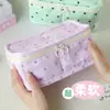 Estuche grande de estilo coreano con puntos de estrella rosas y azules, bolsa de almacenamiento de papelería de alta apariencia para estudiantes mujeres