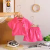 Conjunto Suit Feminino Manga Curta Estilo Coreano 2026 Novo Estilo Casual Menino Verão Carta no Peito Conjunto de Duas Peças Manga Curta Tendência