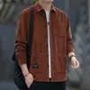 Camisa masculina de veludo cotelê, nova coleção primavera/outono 2026, modelagem solta, camisa versátil de manga longa, top casual para trabalho, peça externa