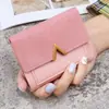 Cartera de estilo coreano con tres pliegues para mujer, tarjetero vintage corto de piel sintética, cartera plegable sencilla para estudiantes.