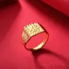 Joias requintadas atacado joias coreanas moda clássica masculina quadrado totem de caractere chinês anel de ouro imitação