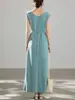 Vestido Minimalista de Alta Gama Hombros Descubiertos para Mujer con Mangas Cortas, Adecuado para el Trabajo, Elegante Vestido Largo