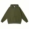 Moletom com zíper estilo americano personalizado de 350g com forro de fleece, cor sólida, manga longa, corte solto, estilo casual, personalizável com seu próprio design
