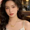Collar de Acero de Titanio para Mujer, Colgante Geométrico, Cadena Versátil para Clavícula, Collar de Moda Europeo y Americano con Incrustaciones de Diamantes de Acero de Titanio, Joyería Geométrica