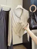 Suéter de tricô trançado com gola estilo coreano para mulheres, nova coleção outono 2026, de alta qualidade, caimento justo, versátil, top de manga longa
