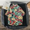Camisa Floral Retro de Manga Corta Estilo Hong Kong Vintge Hawaiana Casual Vacación Holgada Versátil Pareja Camisa Floral