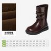 Botas Snafy Girls Botas de Cano Médio para Crianças 2025 Inverno Novo Pequena Princesa Estilo Britânico Moda Algodão Botas de Couro