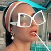 Óculos de Sol com Armação Grande Irregular e Laço 2022 Novo Óculos de Sol Personalizados Europeus e Americanos de Venda Cruzada Óculos de Sol da Moda para Mulheres
