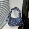 2026 Bolso de Hombro Único Lindo Moño Estrella para Mujer Bolso de Mano Plegado Bajo el Brazo Bolso de Terciopelo de Moda Versátil para el Brazo