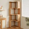 Estantería de esquina de madera maciza para sala de estar, estantería de almacenamiento de múltiples capas, estantería de esquina simple