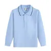 Polo Blanco de Verano para Niños Manga Larga Primavera Otoño Algodón Paul Uniforme de Clase Niños y Niñas Grandes Uniforme de Escuela Primaria Uniforme de Clase