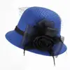 Chapéu de Lã Feminino Outono e Inverno Estilo Coreano Chapéu de Palha com Pena Chapéu de Vaso Grande Chapéu Bowler Versátil Britânico Chapéu de Moda Chapéu de Inverno