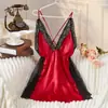 Camisón Sexy de Estilo Nuevo Europeo y Americano para Mujer con Ribete de Encaje, Corto, Ceñido a la Cintura, Bodycon, Ropa de Casa, Ropa de Dormir