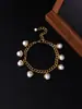 Pulseira de Pérola Medieval Europeia e Americana Estilo Palaciano Retrô Vintage Joia de Mão da Indústria Pesada Pulseira Geométrica com Pérola Redonda de Diamante