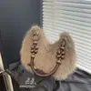 Outono/Inverno 2026 Nova Bolsa de Ombro/Axila de Pelúcia Estilo Chinês Bolsa Feminina com Contas Feita à Mão Bolsa de Mão com Contas de Madeira Estilo Tendência Nacional