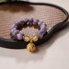 Pulsera de Cristal Morado Estilo Nuevo Montaña al Atardecer para Mujer, Estilo Minimalista de Vaina de Loto, Realza el Cutis, Joyería Hecha a Mano, Pulsera Despertar del León de Fluorita con Cuentas, Venta Caliente