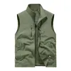 2025 Nuevo Chaleco Casual para Hombre Chaleco Holgado Cremallera Exterior Bolsillo Múltiple con Solapa Pantalones Chaqueta Primavera y Otoño Chaleco de Cintura Talla Grande Deportivo