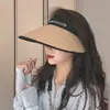 Sombrero de sol de una pieza con parte superior vacía para mujer, sin costuras, protector solar, verano 2024, nuevo sombrero de seda helada anti-ultravioleta UV