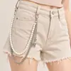 Jeans Estilo Callejero Personalizado Estilo Ins Coreano Harajuku Cadena de Perlas con Colgante de Mariposa Corazón de Melocotón Misma Cadena de Cintura para Hombres y Mujeres
