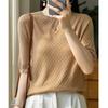 Camiseta de manga curta fina penteada pronta para vestir pronta para vestir feminina solta gola redonda renda malha meia manga top geração de cabelo feminino