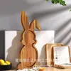 Bandeja de Madera de Acacia Dibujos Animados Transfronteriza Bandeja de Madera Cocina Casera Plato de Madera para la Cena Bandeja de Madera para Snacks y Frutas con Forma de Conejo Madera Maciza