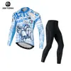 Ropa de Ciclismo de Otoño Xingheng Máquina Hombres Nuevo Maillot y Pantalones de Ciclismo Transpirables Estampados Maillot Largo de Ciclismo