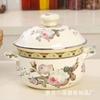 Panela de Sopa Esmaltada Grande Cor de Doce 16Cm18Cm20Cm Panela de Sopa Doméstica Jarra de Óleo Panela de Ensopado Esmaltada com Tampa