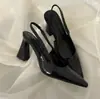 ¡En stock, se envía al instante! Zapatos Elegantes de Tacón Alto de Cuero Genuino Color Blanco Crudo para Mujer, Tacón Grueso, Punta Fina, Sandalias de Talón Abierto, Planos Versátiles de Moda