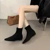 Nuevos modelos y botines franceses de estilo coreano, botines, botas ajustadas para mujer, botas de punta ajustadas para otoño e invierno, zapatos de mujer para faldas