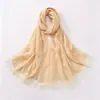 Novo lenço de pérolas com renda de cílios de borda dupla em chiffon, best-seller transfronteiriço, xale de alta qualidade, lenço de cabeça malaio para mulheres
